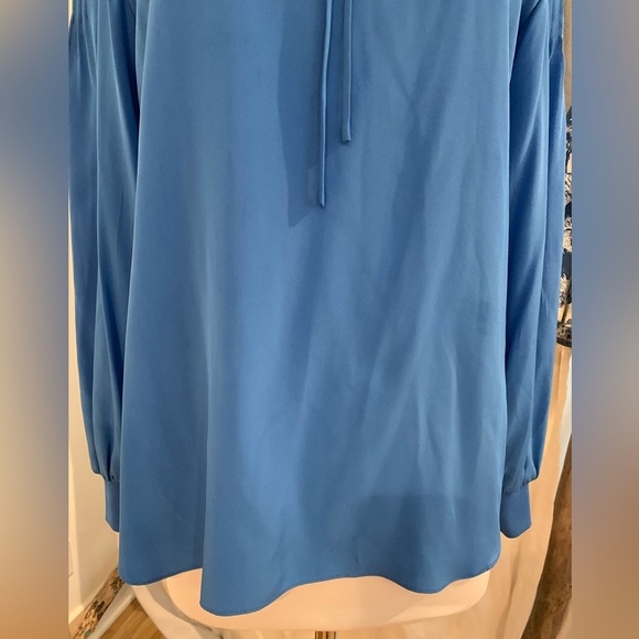 TIBI Pintuck Silk Tunic Long Sleeve Blouse In Azure Blue Size 2 - Picture 6 of 16